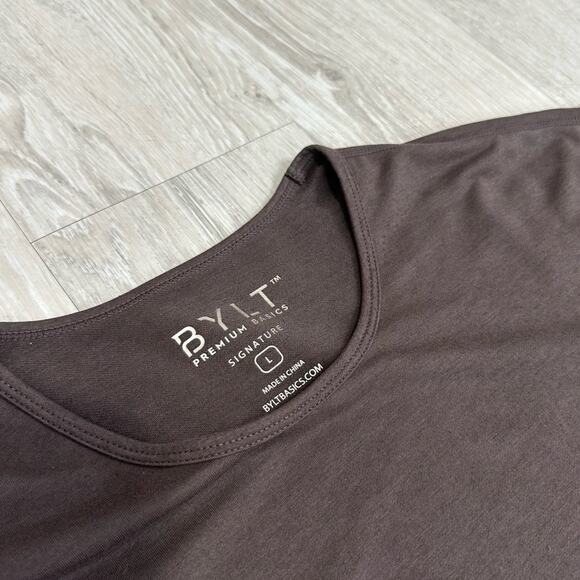 BYLT Basics Signature Dark Brown Short Sleeve Tee Men’s Large - Picture 4 of 5